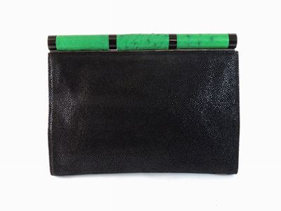 Borsa a Mano in Camoscio Nero e Struzzo, Krizia