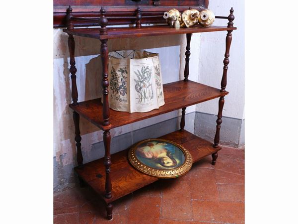 Oak etagère  (late 19th century)  - Auction Furniture and Paintings from the Ancient Fattoria Franceschini, partly from Villa I Pitti - Maison Bibelot - Casa d'Aste Firenze - Milano