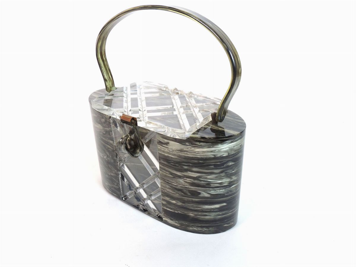 Borsa a Mano in Lucite Grigia Marmorizzata