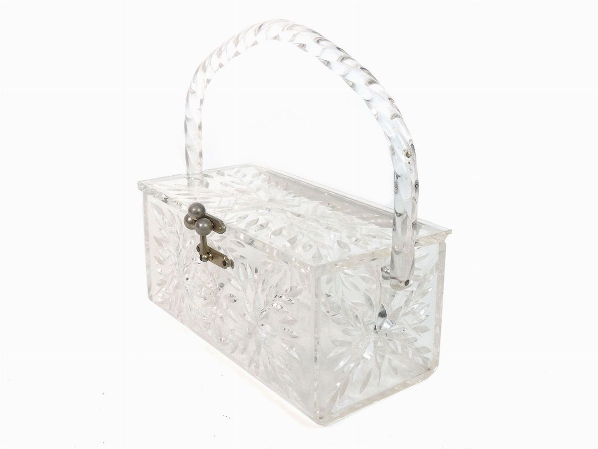 Borsa a Mano in Lucite Trasparente Incisa