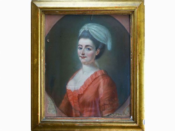 Scuola francese : Female portrait  (18th century)  - Auction Furniture and Paintings from the Ancient Fattoria Franceschini, partly from Villa I Pitti - Maison Bibelot - Casa d'Aste Firenze - Milano