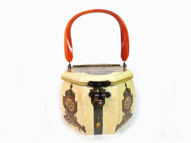 Borsa a Mano in Legno Dipinto e Bachelite