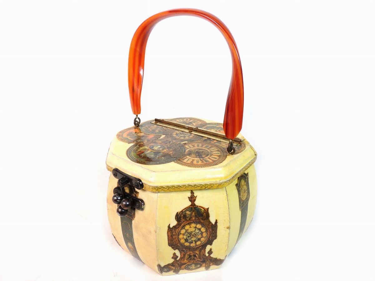 Borsa a Mano in Legno Dipinto e Bachelite