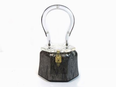 Borsa a Mano in Lucite Grigia Marmorizzata, Rialto Original New York