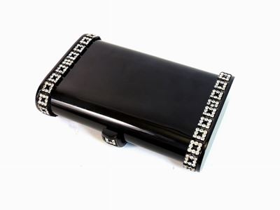 Clutch in Lucite Nera e Strass, Wilardy