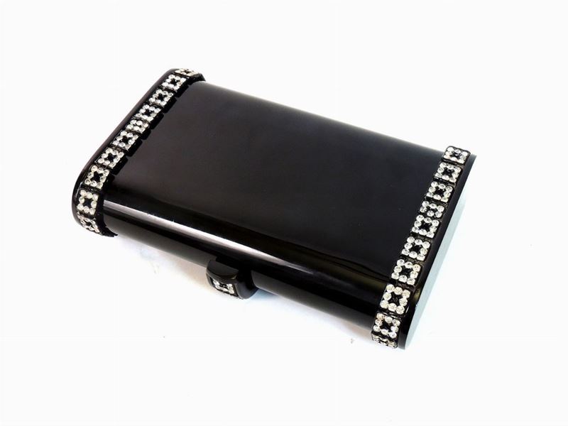 Clutch in Lucite Nera e Strass, Wilardy