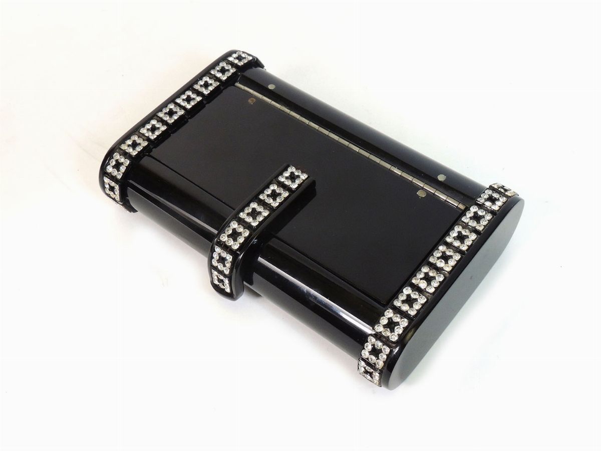 Clutch in Lucite Nera e Strass, Wilardy