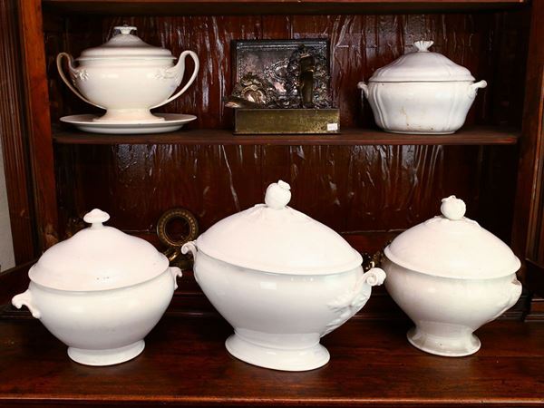 Collection of five porcelain tureens