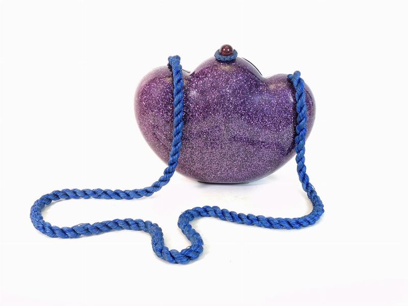 Borsetta da Sera in Resina Viola con Glitter, Borbonese