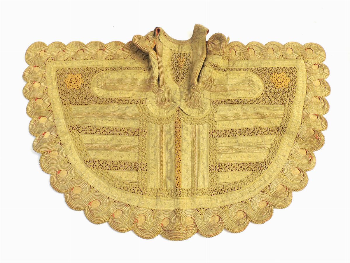 Soprabito Smanicato Etnico in Seta e Fili Metallici Dorati
