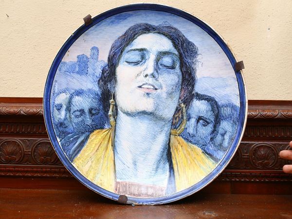 Basilio Cascella : Glazed terracotta parade plate  ((1860-1950))  - Auction Furniture and Paintings from the Ancient Fattoria Franceschini, partly from Villa I Pitti - Maison Bibelot - Casa d'Aste Firenze - Milano