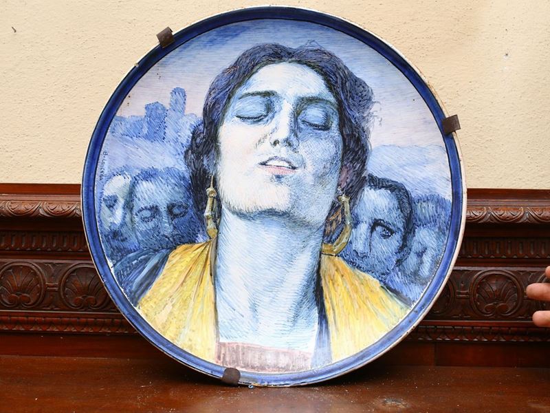 Basilio Cascella - Piatto da Parata in Terracotta Smaltata