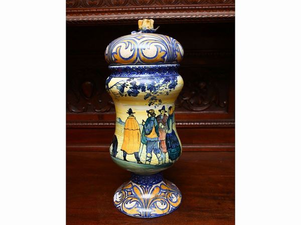 Majolica  vase with lid attributable to Tommaso Cascella