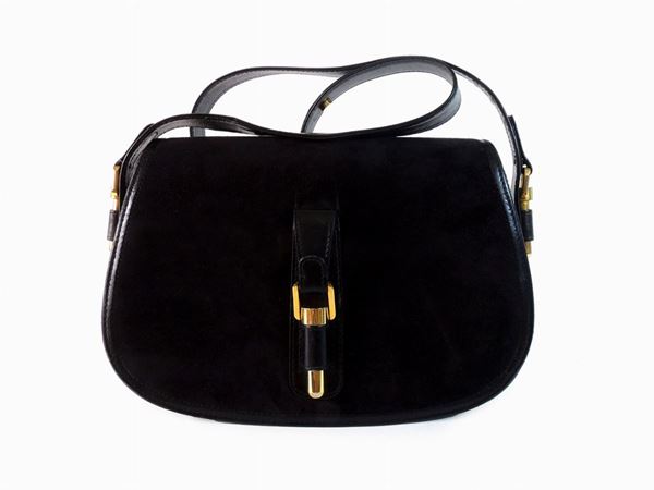 Two black leather and suede shoulder bags