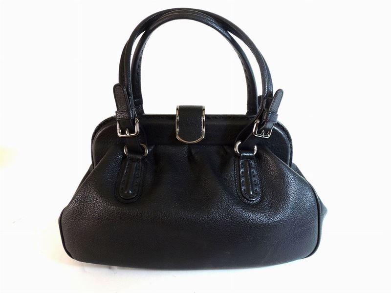 Borsa a Mano in Pelle Nera, Giorgio Armani
