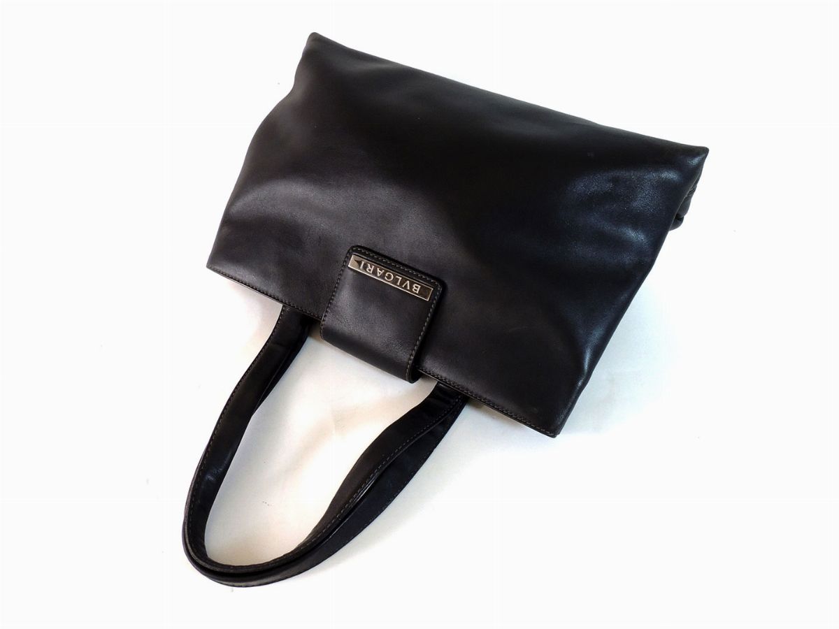 Borsa a Spalla in Pelle Nera, Bulgari