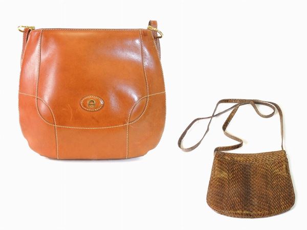 Two brown leather shoulder bags