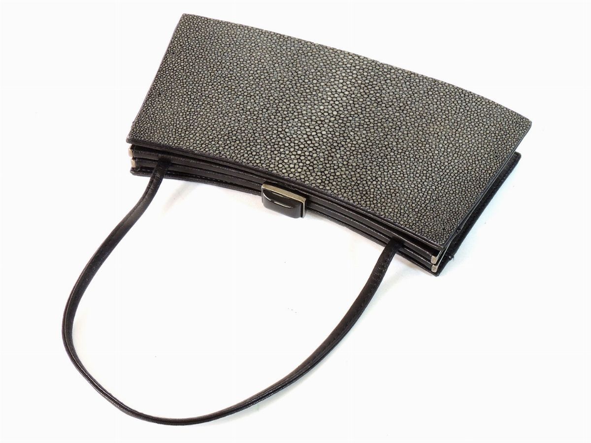 Borsetta da Sera in Pelle Stingray Grigia, Giorgio Armani