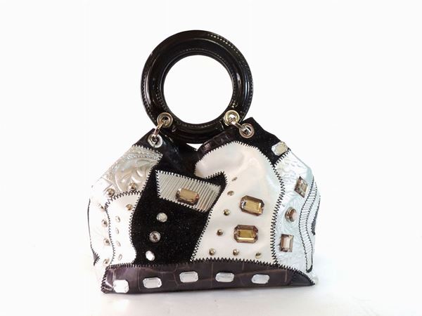 Black and white leather handbag, Braccialini