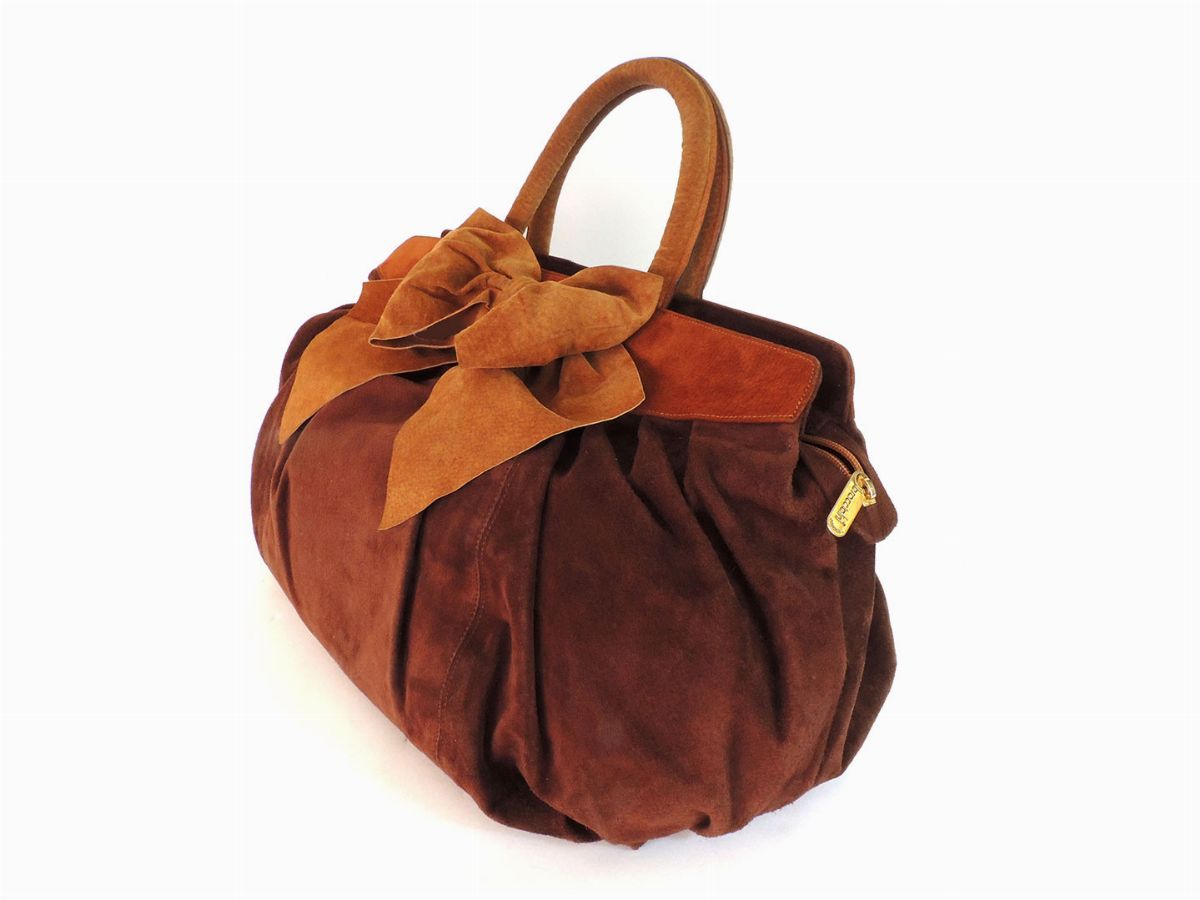 Borsa a Mano in Camoscio Marrone, Braccialini