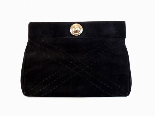 Black suede handbag