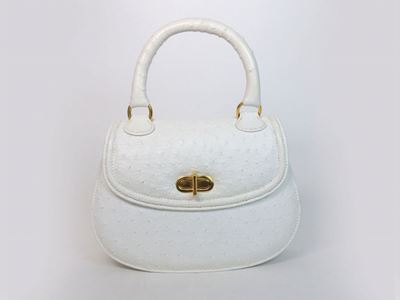 Borsa a Mano in Struzzo Bianco