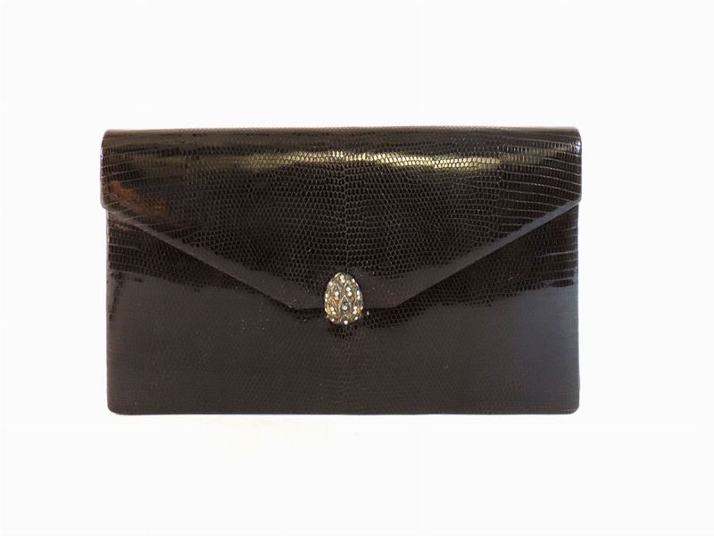 Borsa a Mano in Lucertola Marrone, Franzi