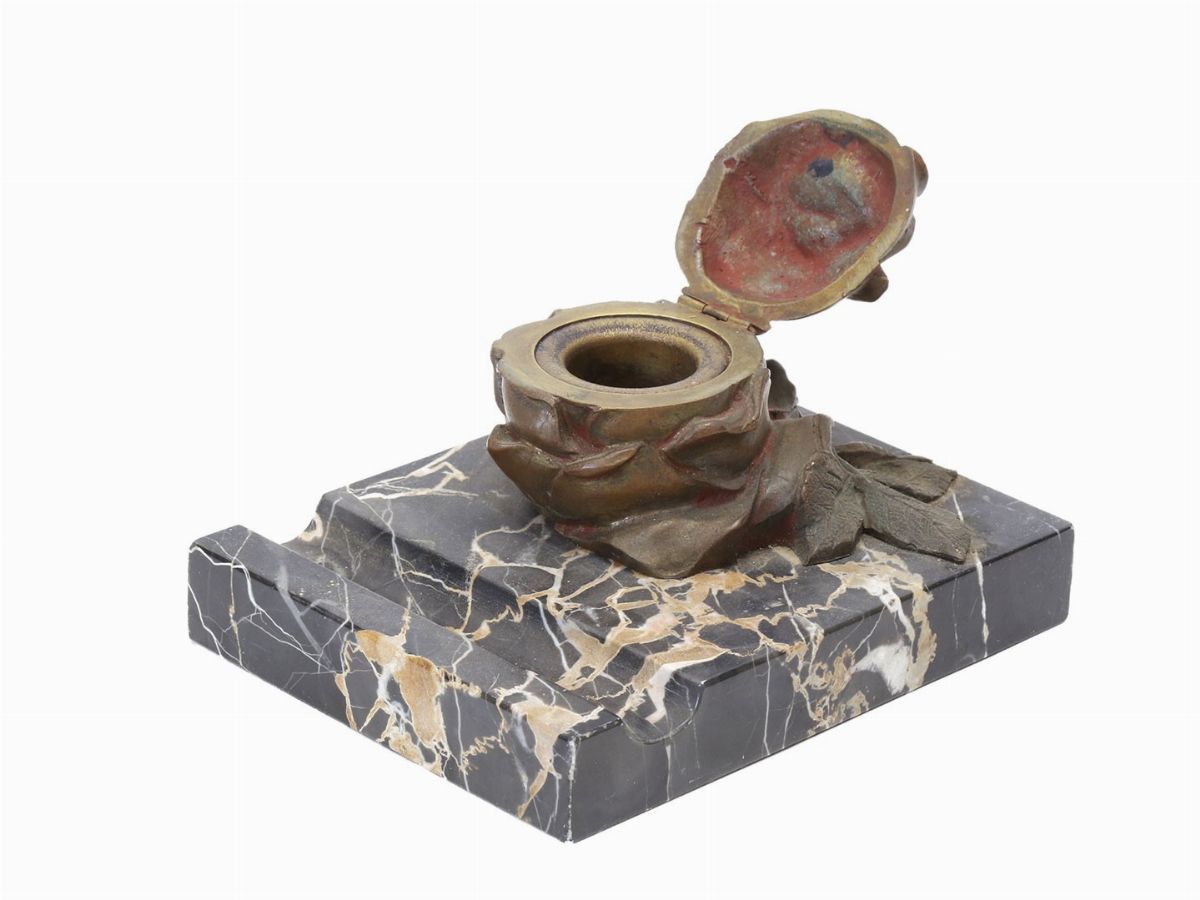 Calamaio in Marmo Nero e Bronzo