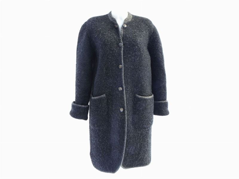 Cappotto in Pura Lana Cotta Grigia, Hermès