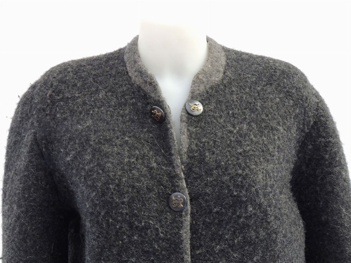 Cappotto in Pura Lana Cotta Grigia, Hermès