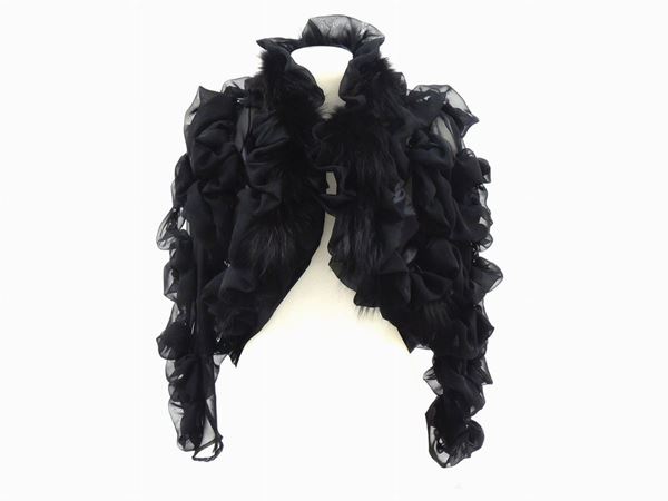 Black silk and fur shawl, Giulia Carla Cecchi