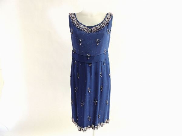 Blue silk tailored dress