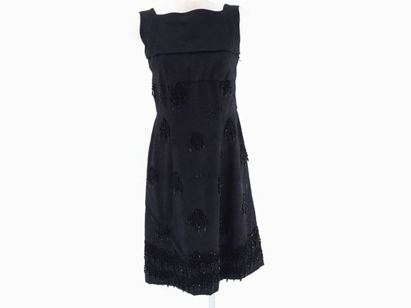 Black  shantung silk tailored dress
