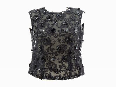 Top in Seta Nera e Paillettes