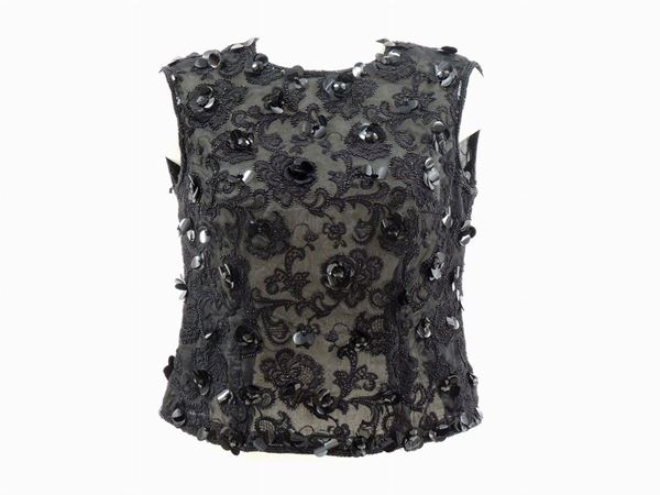 Black silk and sequin top