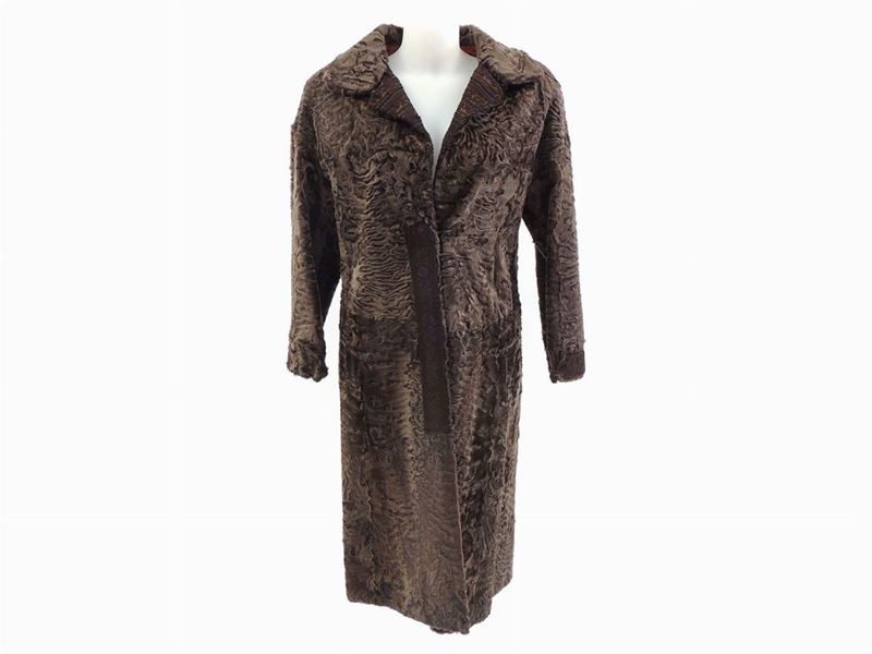 Cappotto in Pelliccia di Breitschwanz Marrone