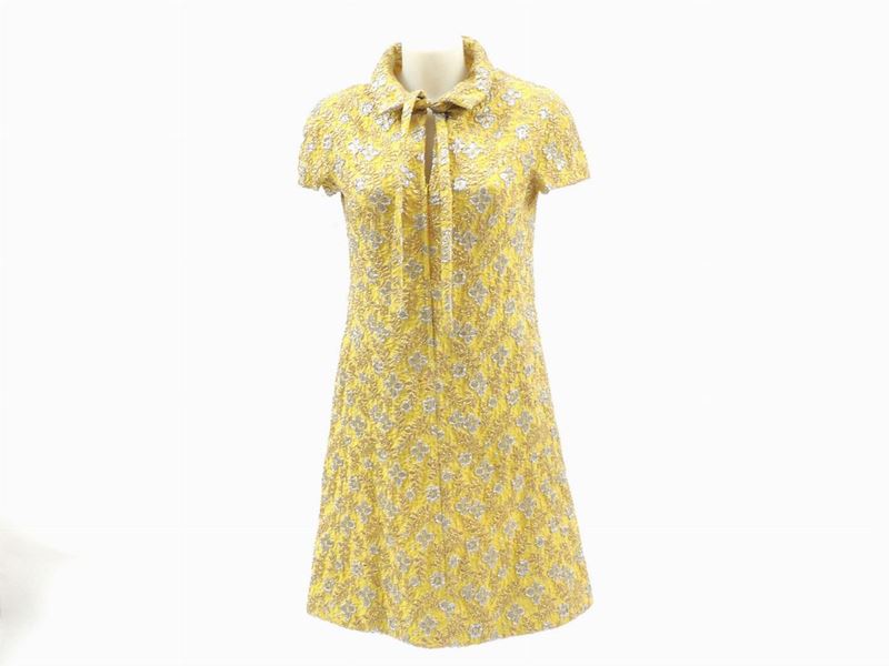 Abitino Sartoriale da Cocktail in Lurex Operato Giallo