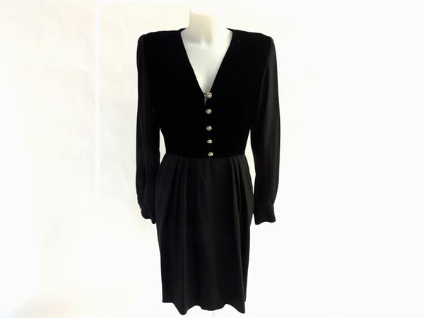 Silk and black velvet evening dress, Ungaro