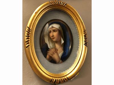 Madonna in Preghiera, Crocifissione e Santo