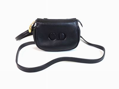 Mini Pochette a Tracolla in Pelle Nera, Christian Dior