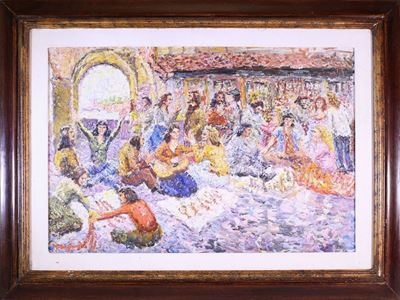 Scorcio di Piazza con Personaggi 1978