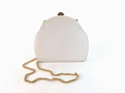 Borsetta in Pelle Bianca Stampata, Salvatore Ferragamo