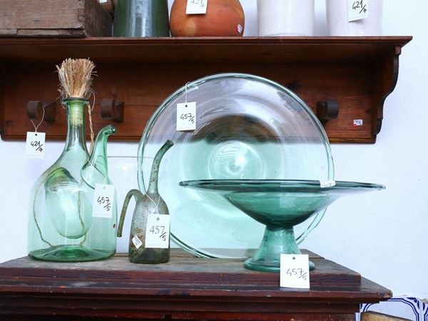 Lot of rustic glass objects from Empoli  (19th / 20th century)  - Auction Furniture and Paintings from the Ancient Fattoria Franceschini, partly from Villa I Pitti - Maison Bibelot - Casa d'Aste Firenze - Milano