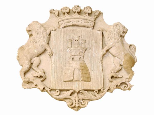 Serena stone coat of arms  (XVIII century)  - Auction Furniture and Paintings from a villa in Fiesole (FI) - Maison Bibelot - Casa d'Aste Firenze - Milano