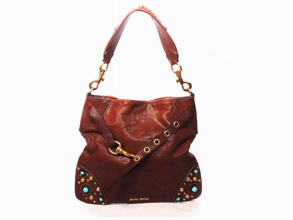 Brown leather shoulder bag , Miu Miu