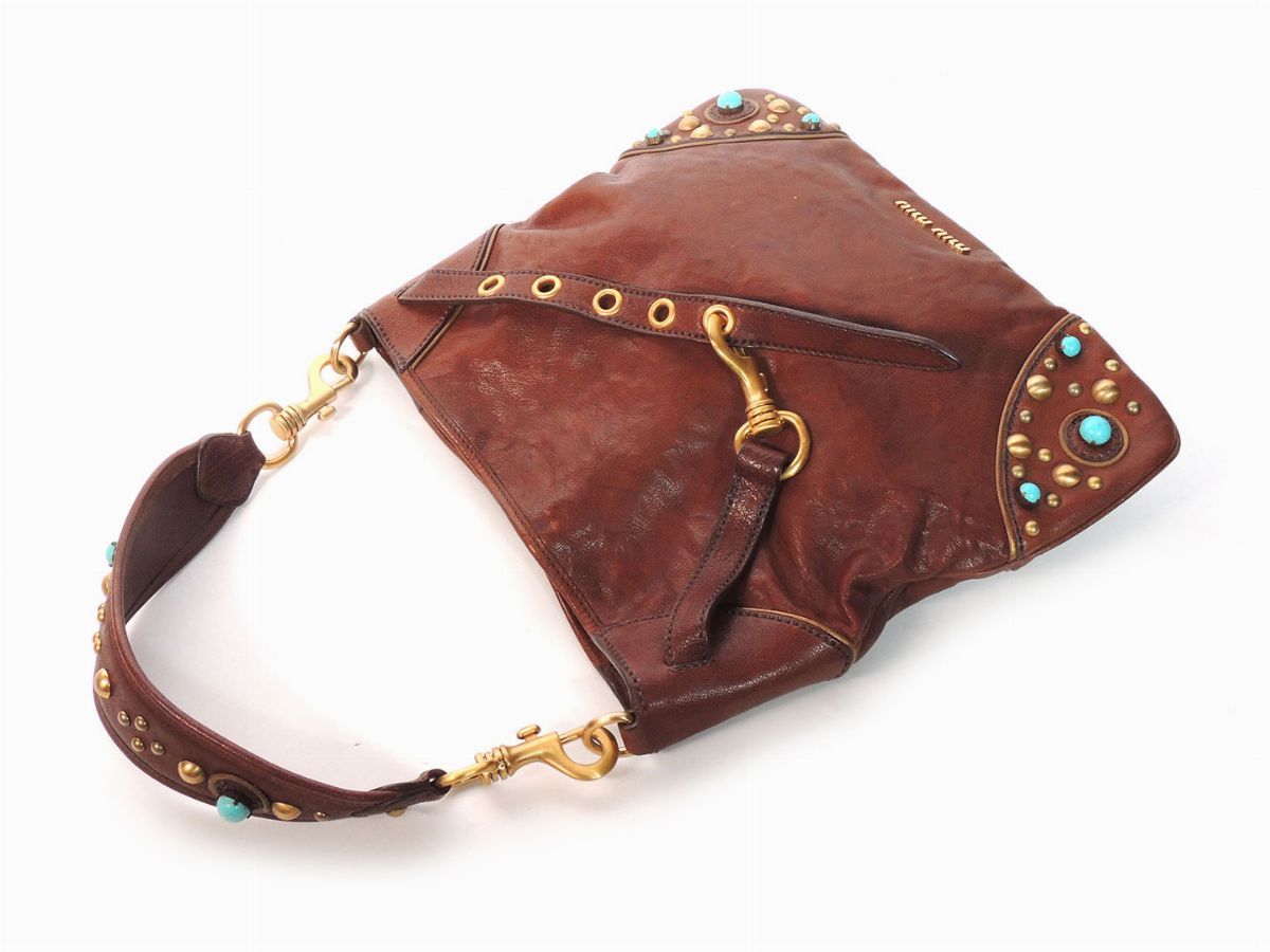 Borsa a Spalla in Pelle Marrone, Miu Miu