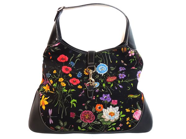 "Flora" canvas "Jackie" shoulder bag, Gucci