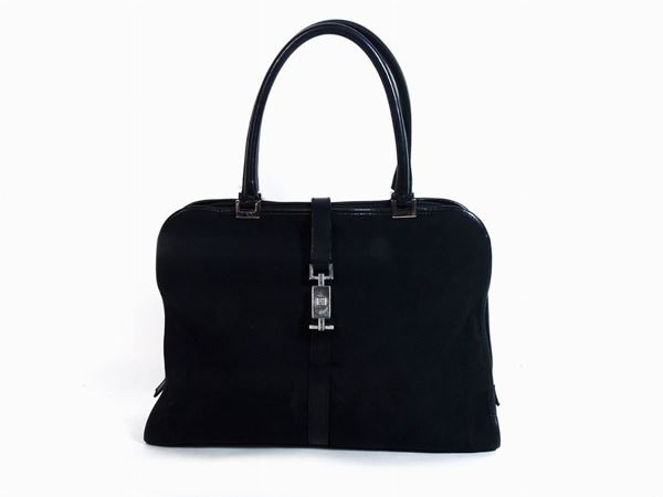 Black fabric and leather shoulder bag, Gucci