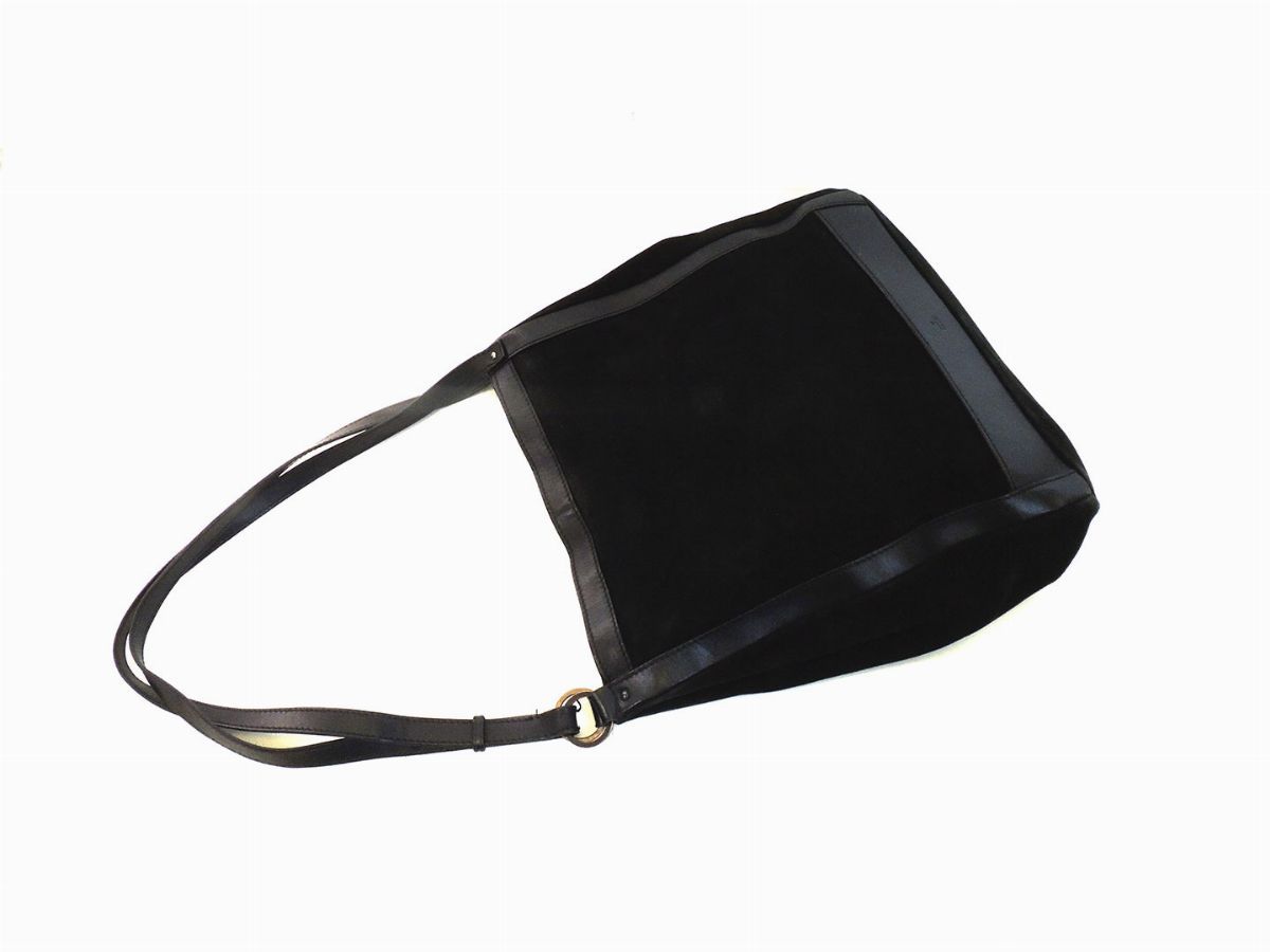Borsa a Spalla in Camoscio e Pelle Nera, Gucci