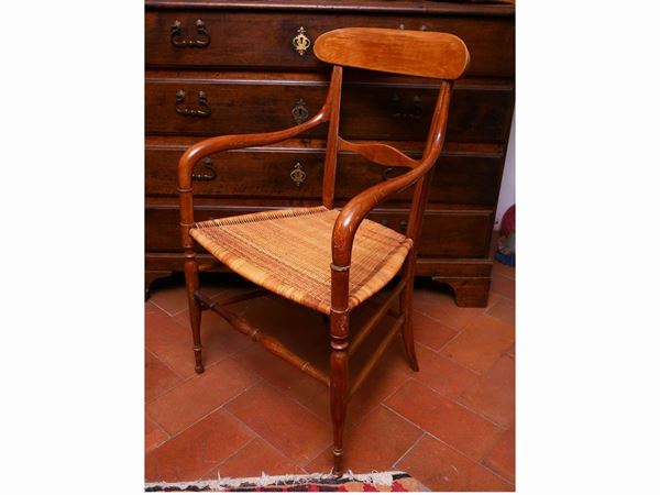 Pair of cherry wood chiavarine armchairs